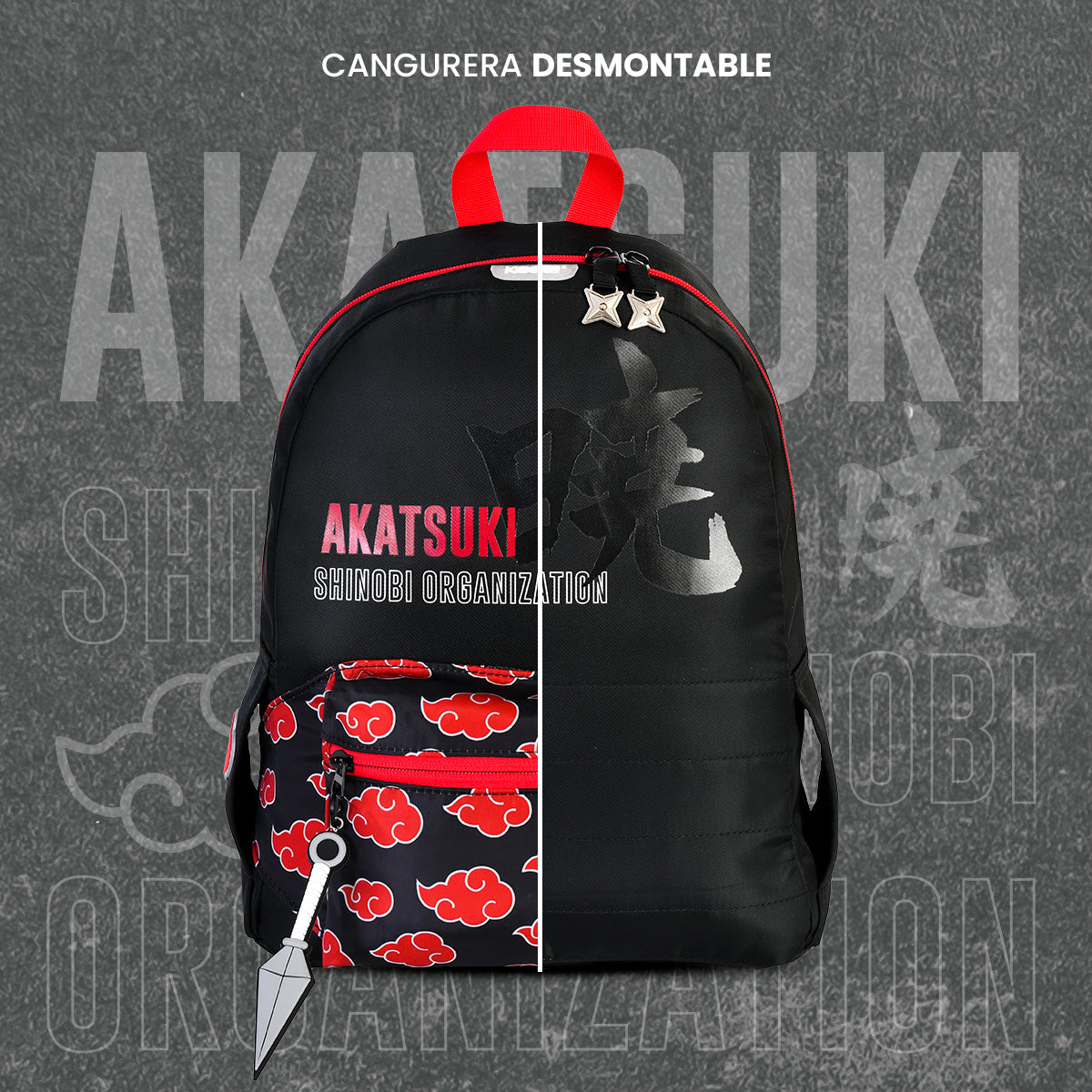 Mini Mochila Akatsuki con Cangurera Desmontable - Limited Edición