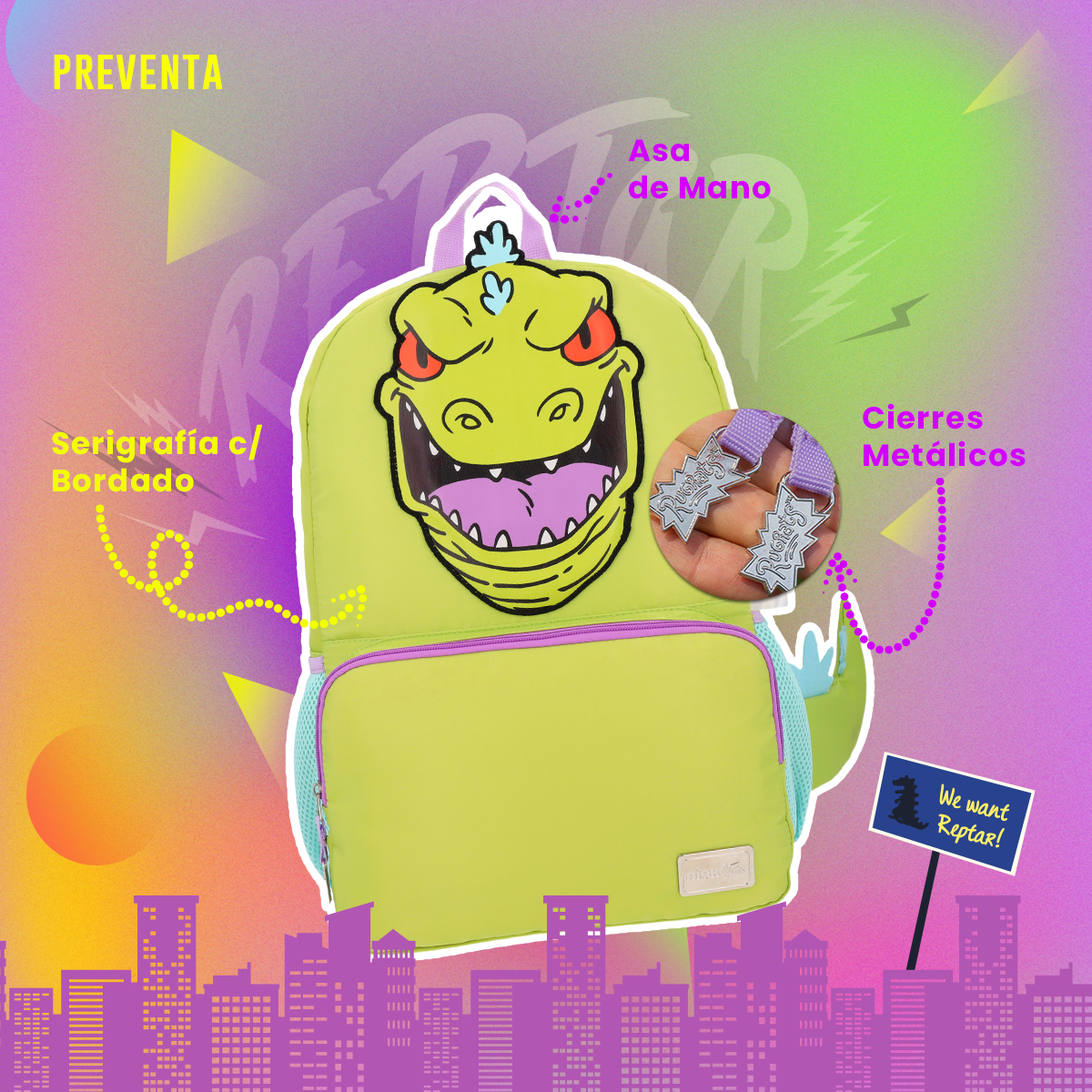 Mochila Reptar con Gorrito