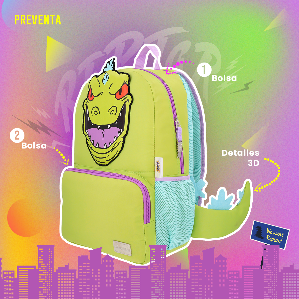 Mochila Reptar con Gorrito