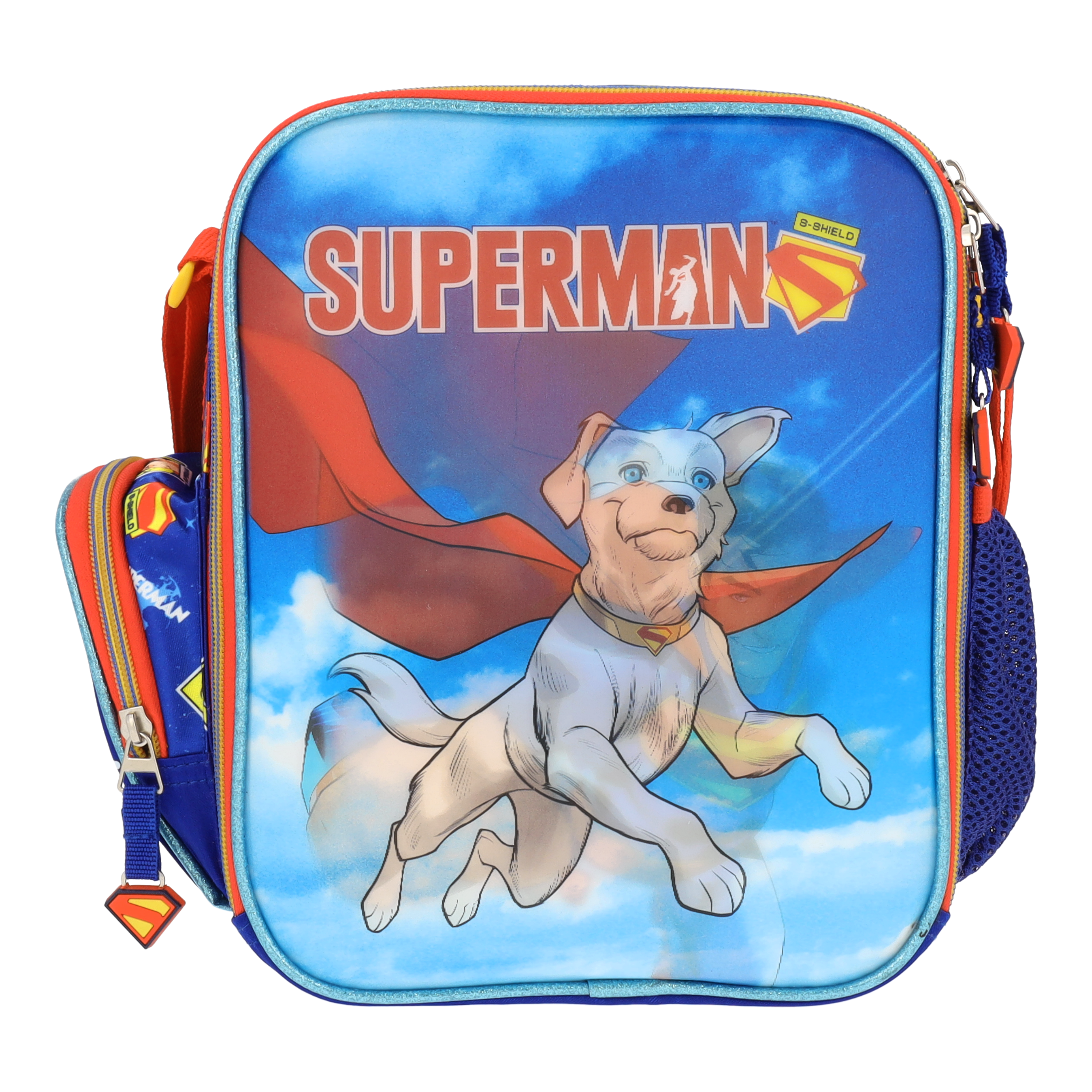 Set Mochila, Lonchera y Estuchera Escolar Superman Krypto Lenticular