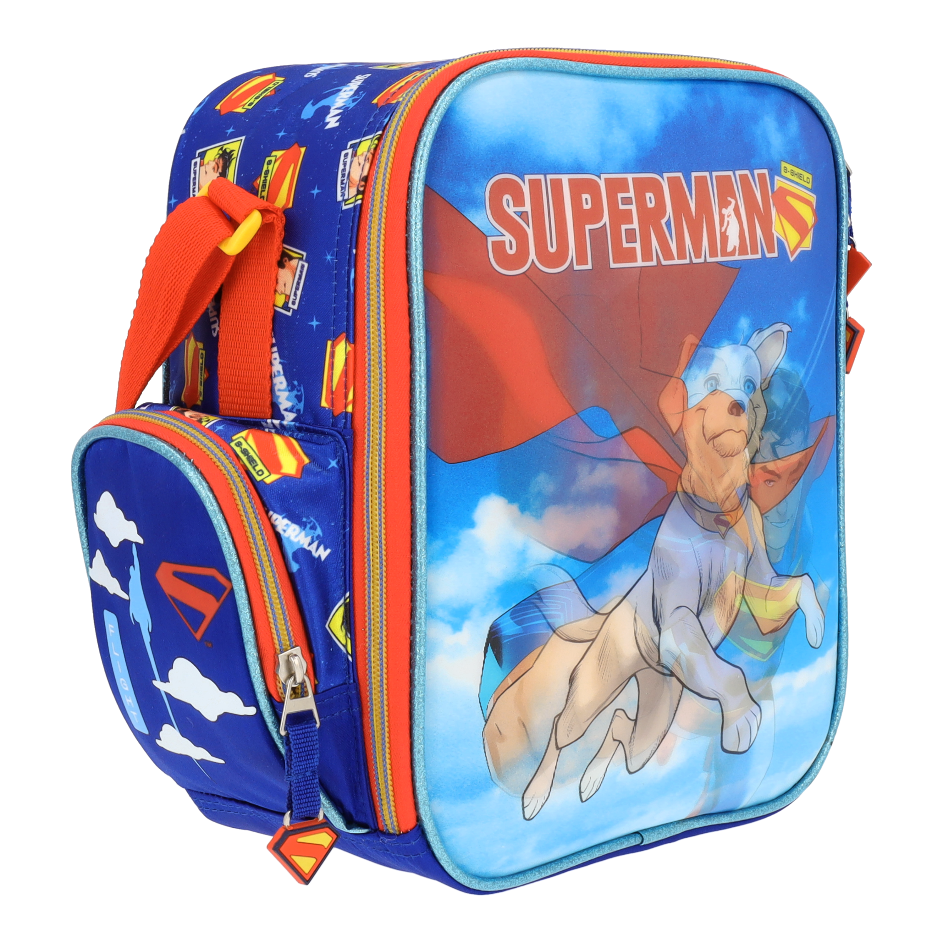 Set Mochila, Lonchera y Estuchera Escolar Superman Krypto Lenticular