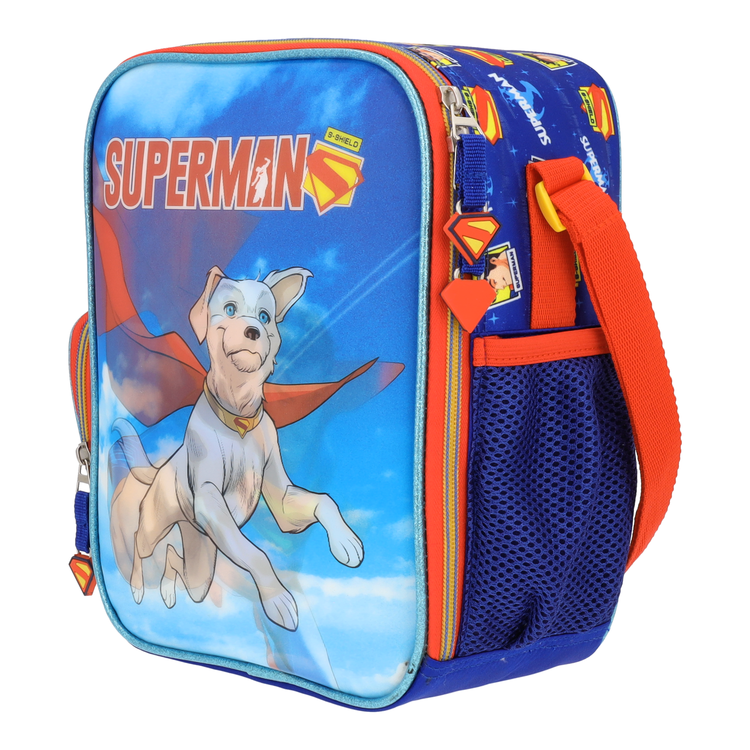 Set Mochila, Lonchera y Estuchera Escolar Superman Krypto Lenticular