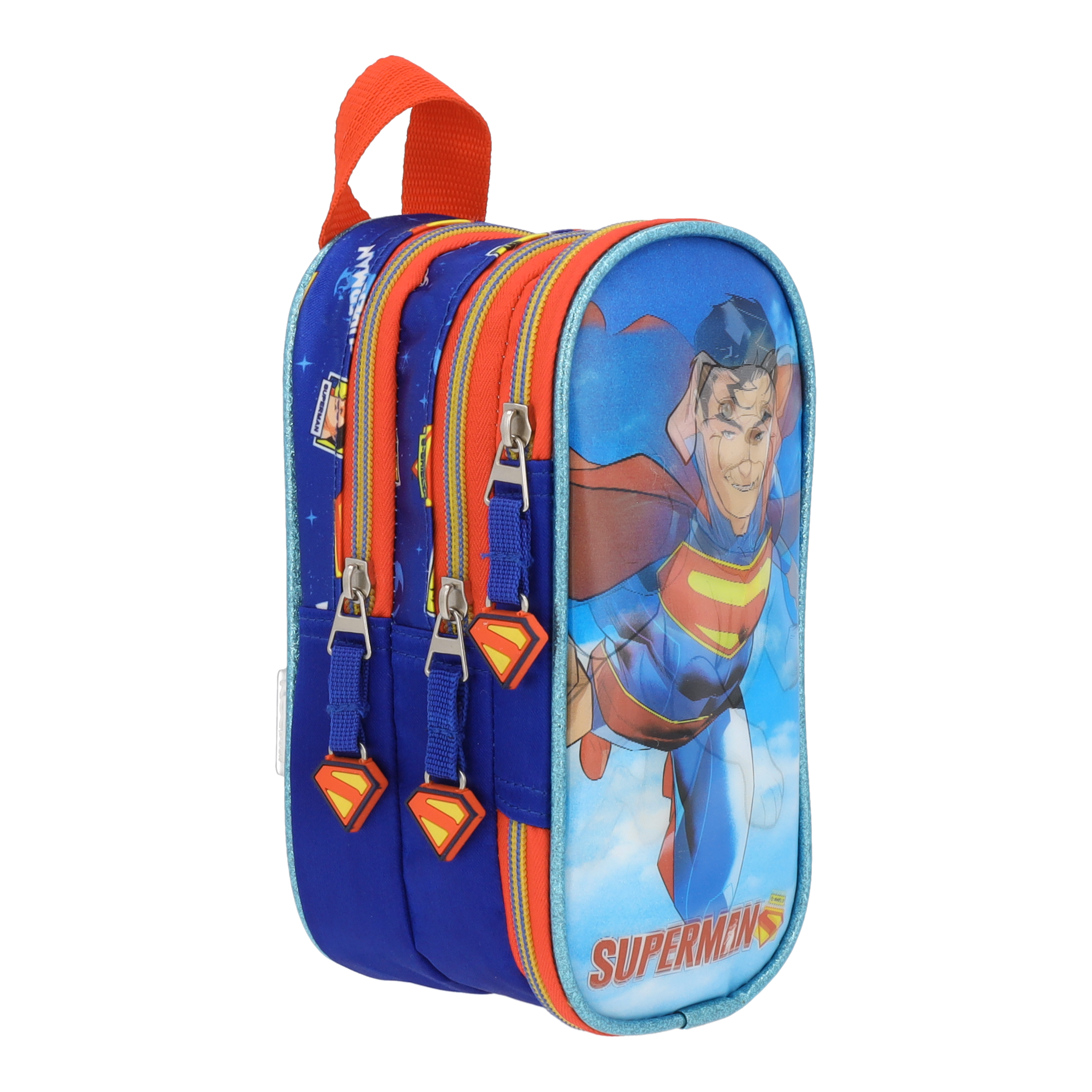 Set Mochila, Lonchera y Estuchera Escolar Superman Krypto Lenticular